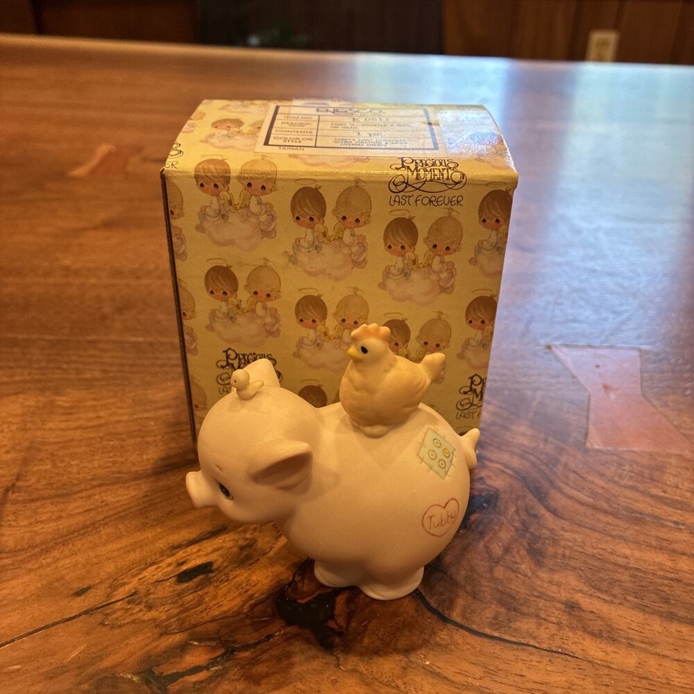 Precious Moments Figurine Tubby's First Christmas Piggy & Chicken E-0511 Jonatha